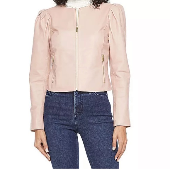 Ryegrass NWOT Soft leather jacket puff sleeves size medium Danier Dkny - Picture 11 of 11